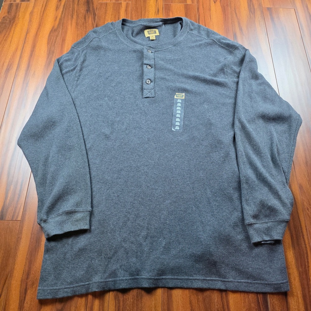 Foundry Supply Co Mens 3XL Henley Shirt Long Sleeve Waffle Thermal Gray Cotton